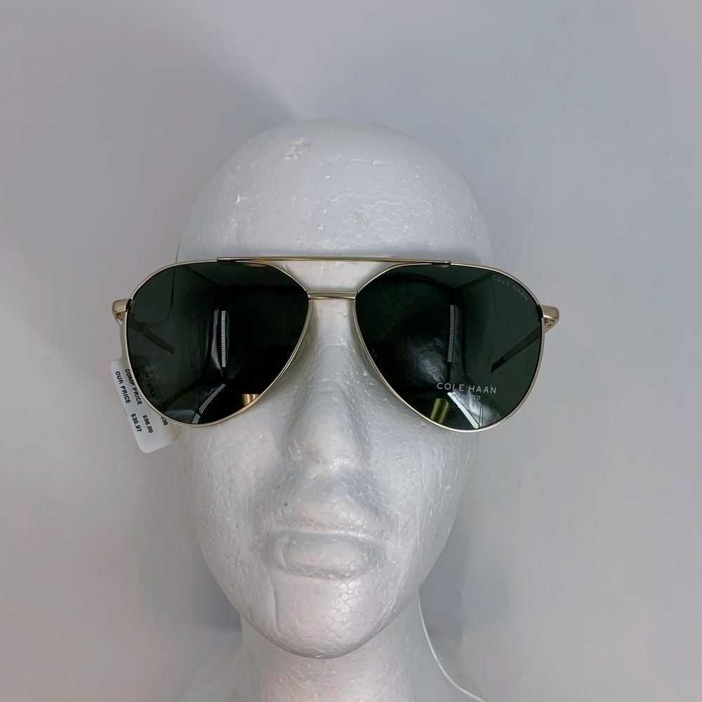 Cole Haan Sunglasses Gold Aviator Style Green Lens MSRP $98.00‎